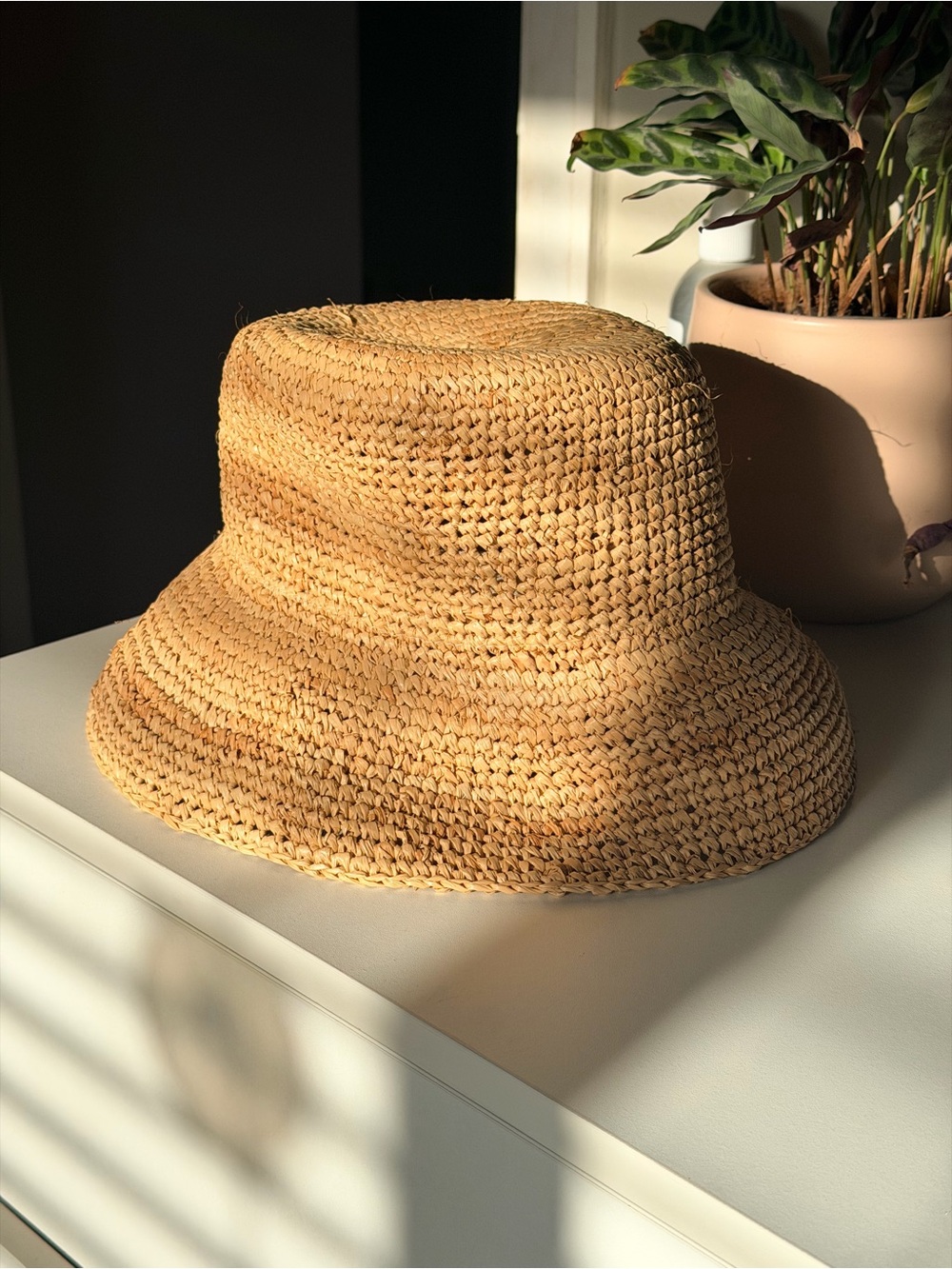 Lack of Color Bucket - Raffia Crochet - Packable Hat
